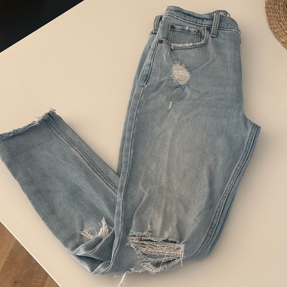 Abercrombie & Fitch Light Blue Distressed Skinny Jeans - Picture 1 of 3